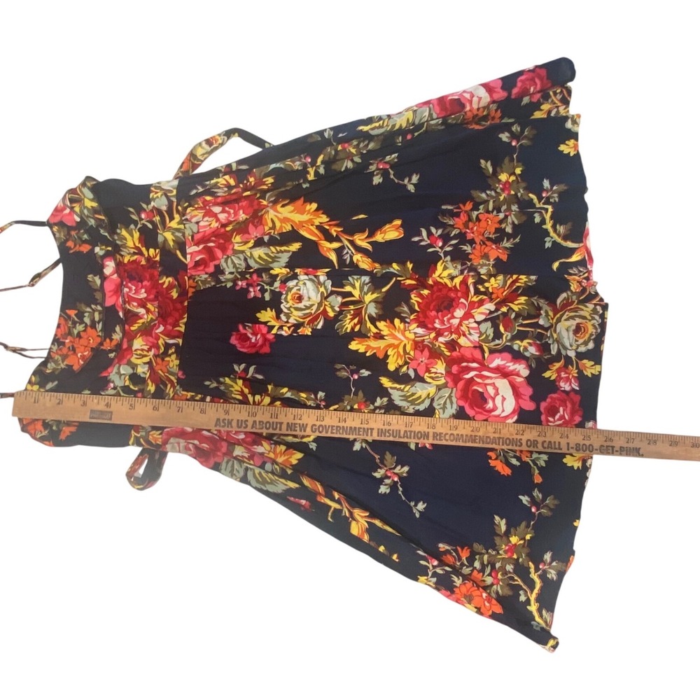Xhilaration Womens Floral Cotton Sundress Navy Blue Ruffle Spaghetti Strap Small - Picture 4 of 8